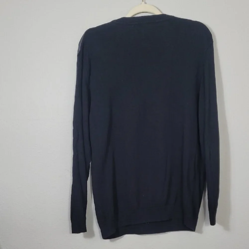 Vintage Mens Argle Crewneck Sweater Size L Cotton Blue Green Preppy Academia Y2K